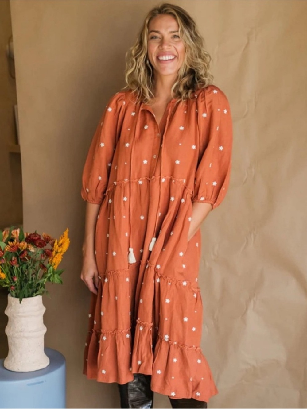 Harper Sage Embroidery Dress